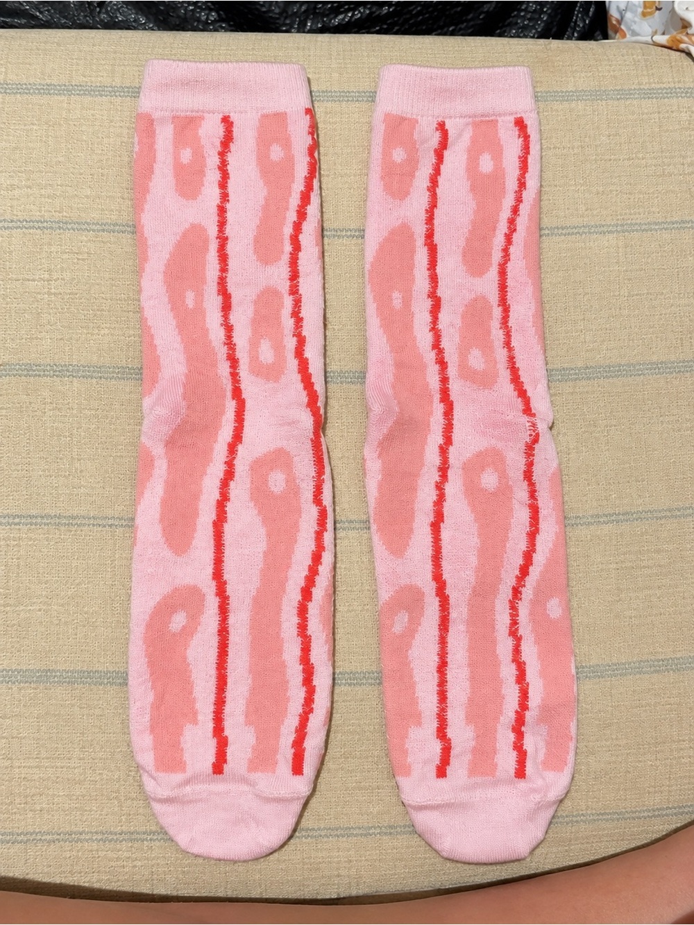 Pink Bacon Crew Socks